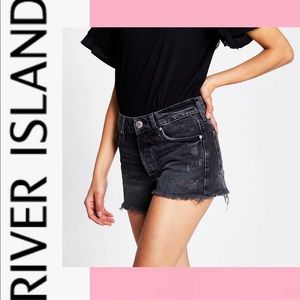 RIVER ISLAND Midrise Black Denim Shorts, SZ US 4